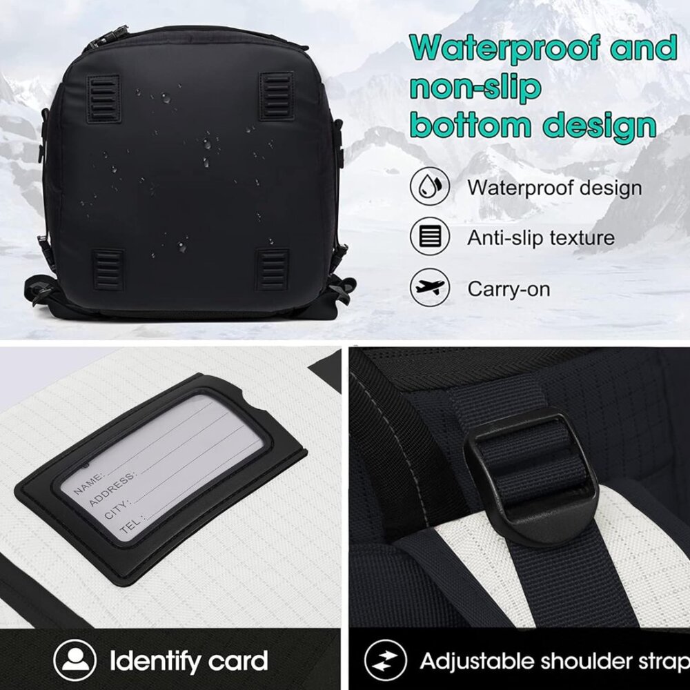 Ski Boot Bag, 55L Waterproof Ski and Snowboard Boots Travel Backpack - Picture 5 of 6